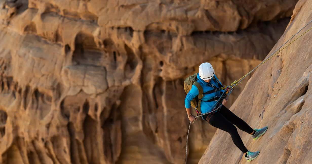 Private Abseiling in Alula Desert. - A short hike into AlUla’s mountain country